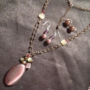 Chic Brown and Purple Necklace Set